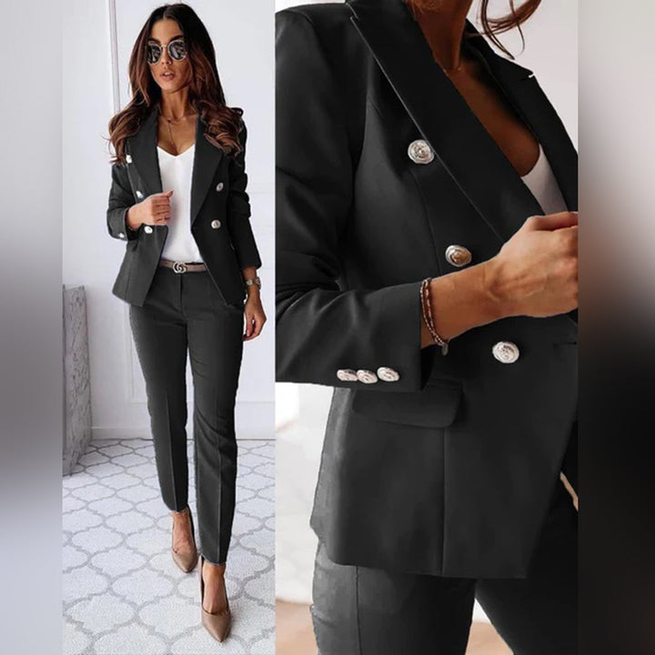 Trendy Blazer and Trouser Set - Isabella-Black-S-The Livary