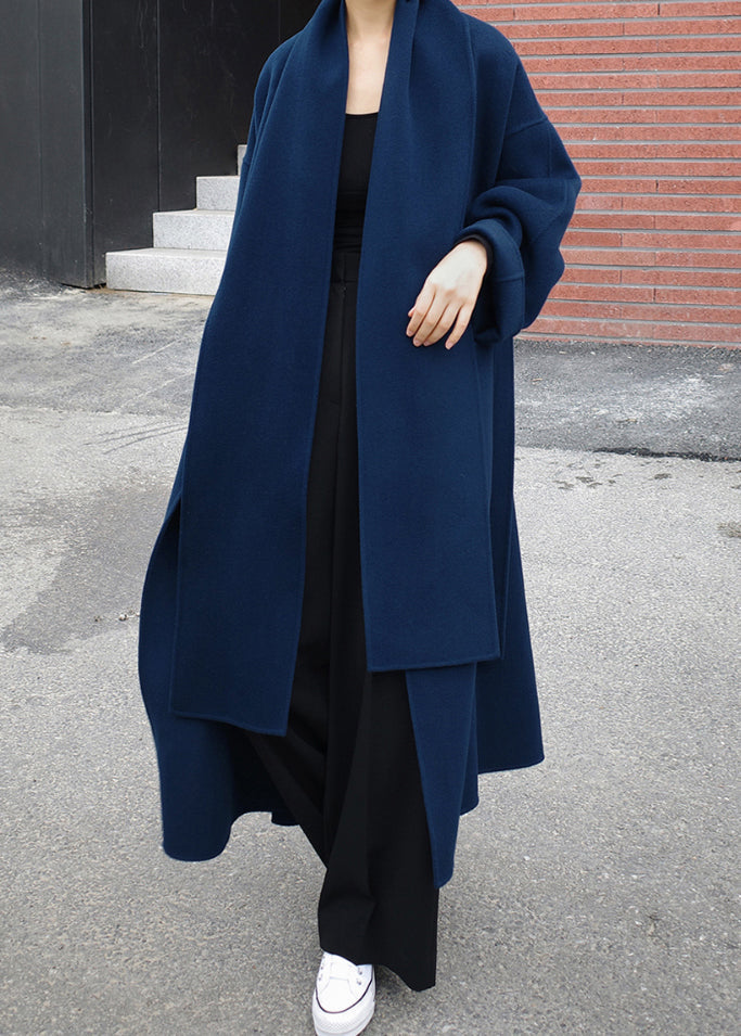 Tailored Wool Ladies Winter Coat - Isabelle-Blue-S-The Livary