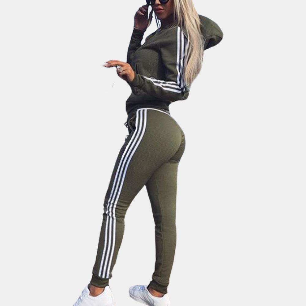 Trendy Ladies' Tracksuit - Mila-Olive green-XS-The Livary