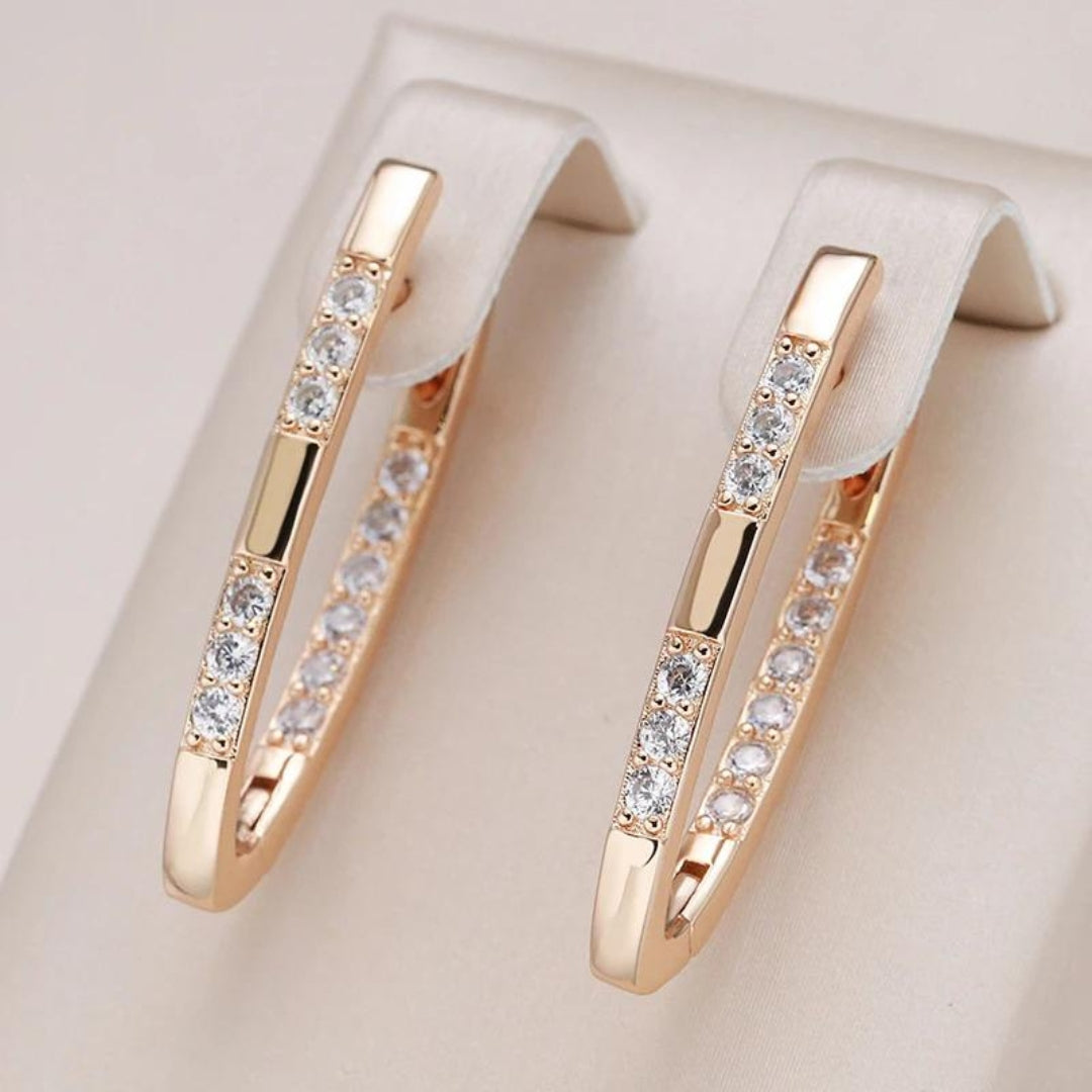 Stylish Earrings with Zirconia - Aurélie-Gold-The Livary