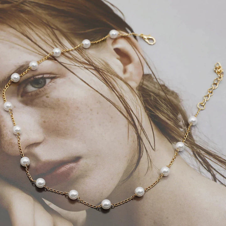 Golden Pearl Necklace - Marilena-The Livary