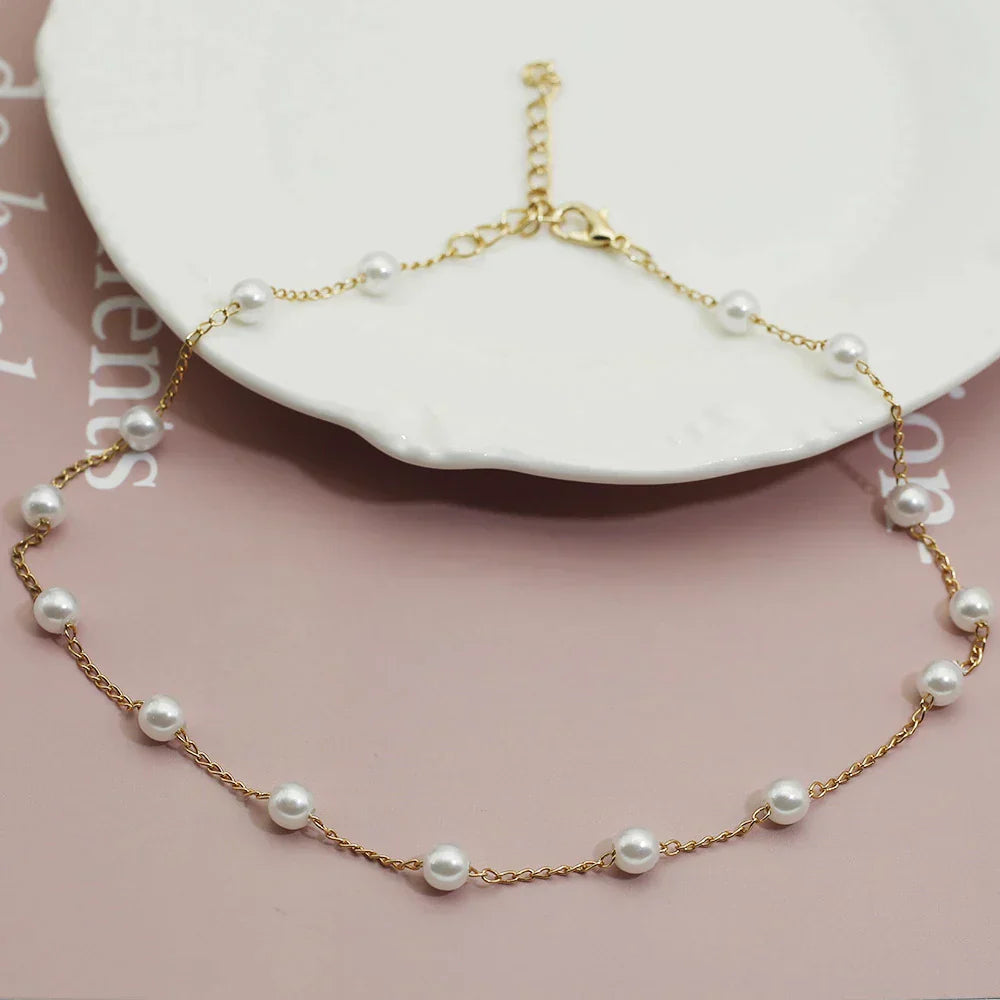 Golden Pearl Necklace - Marilena-The Livary