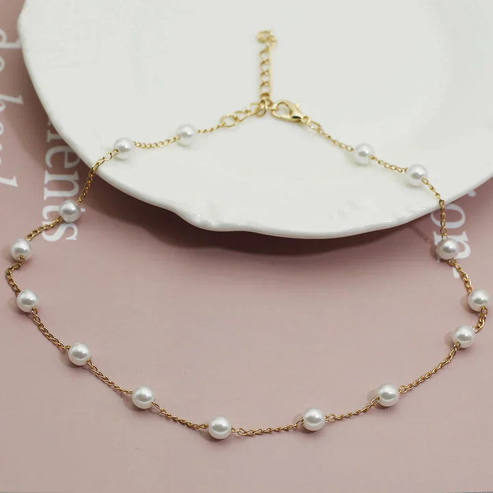 Golden Pearl Necklace - Marilena-The Livary
