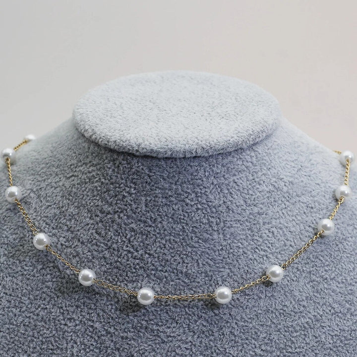 Golden Pearl Necklace - Marilena-The Livary