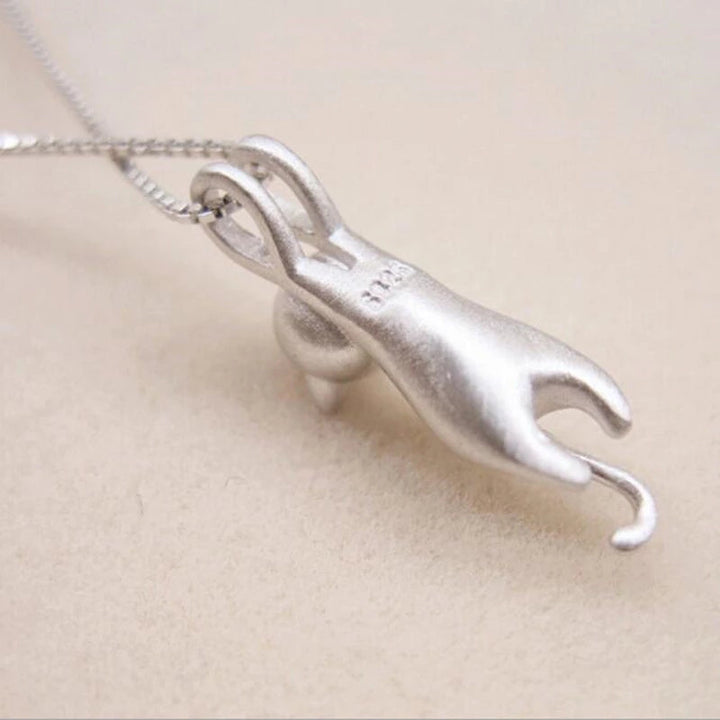 925 Sterling Silver Playful Kitty Necklace - Mia-The Livary