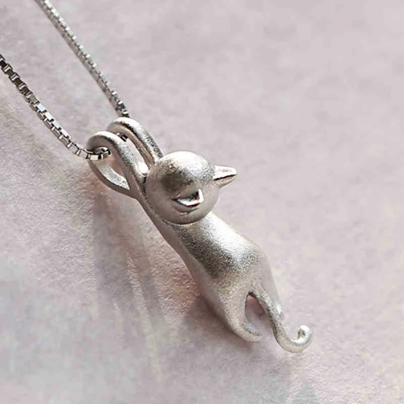 925 Sterling Silver Playful Kitty Necklace - Mia-The Livary