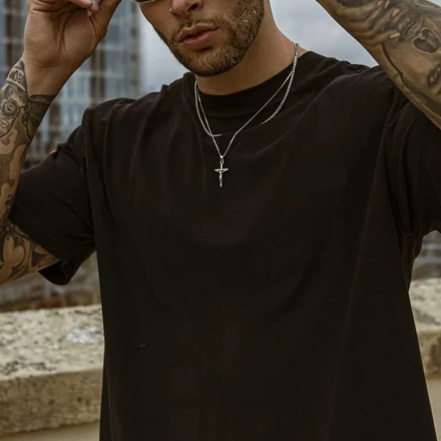 Men's chain with cross - Salvator-Silver-The Livary