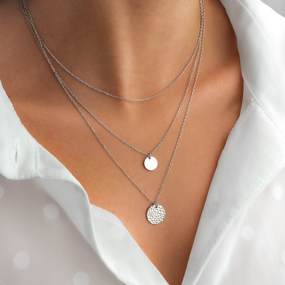 Stylish Layered Necklace - Aurora-Silver-The Livary