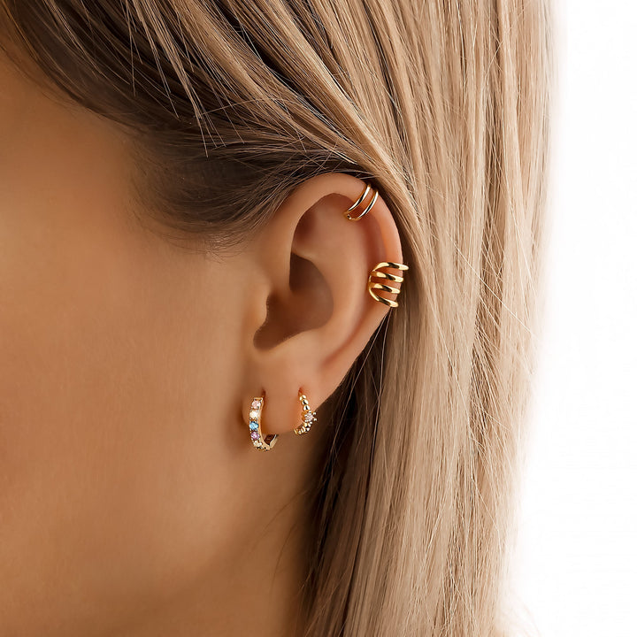 Colourful Zirconia Earrings - Aureline-Gold-The Livary