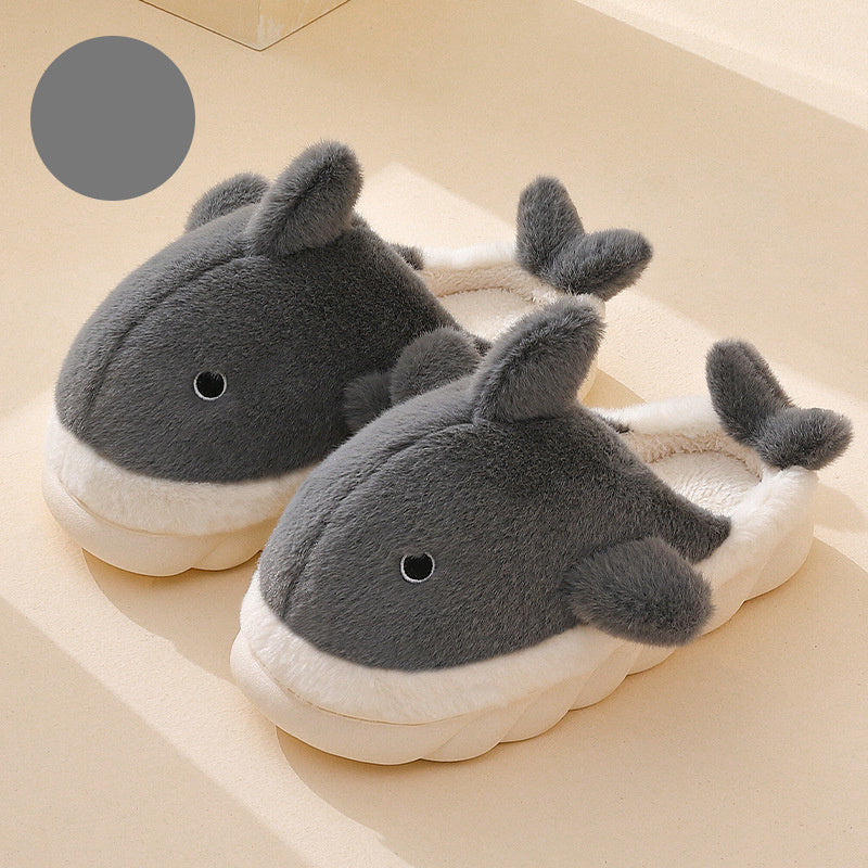 Soft Plush Shark Slippers - SnugShark-Grey-5-6-The Livary