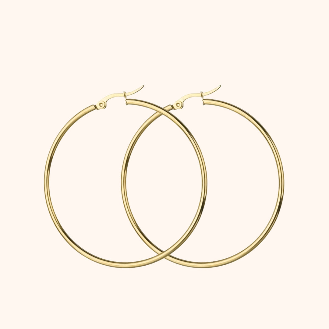Large Hoop Earrings - Celeste-0.79 in-Gold-The Livary