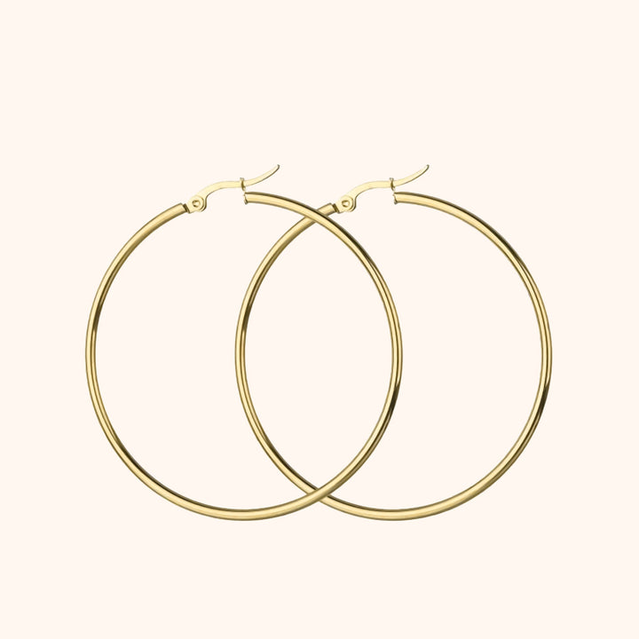 Large Hoop Earrings - Celeste-0.79 in-Gold-The Livary