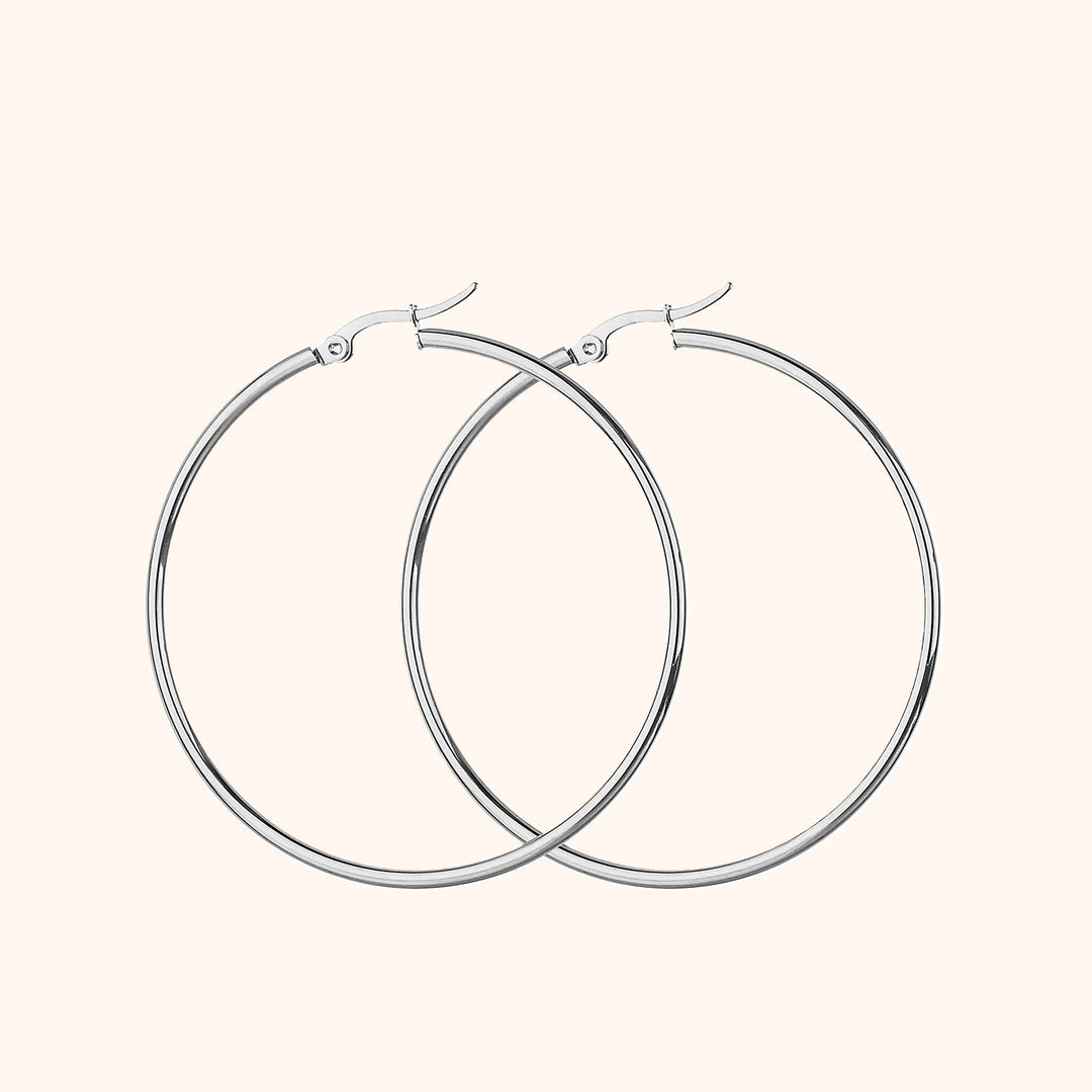 Large Hoop Earrings - Celeste-0.79 in-Silver-The Livary