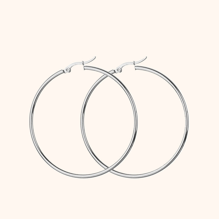 Large Hoop Earrings - Celeste-0.79 in-Silver-The Livary