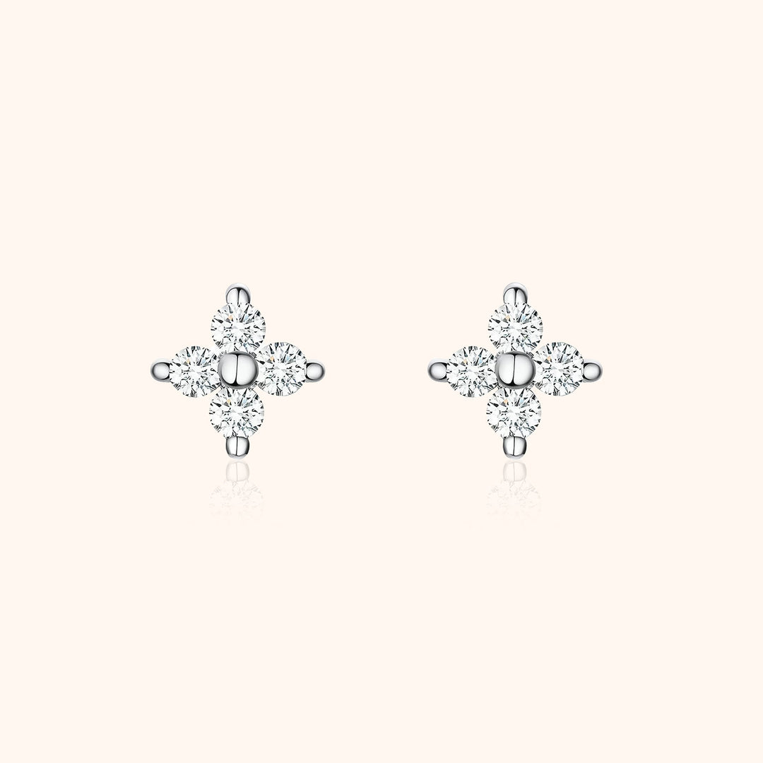 Flower-shaped Zirconia Earrings - Elise-The Livary