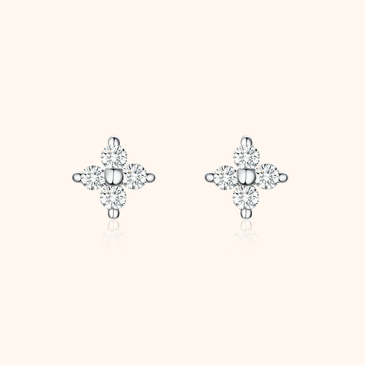 Flower-shaped Zirconia Earrings - Elise-The Livary