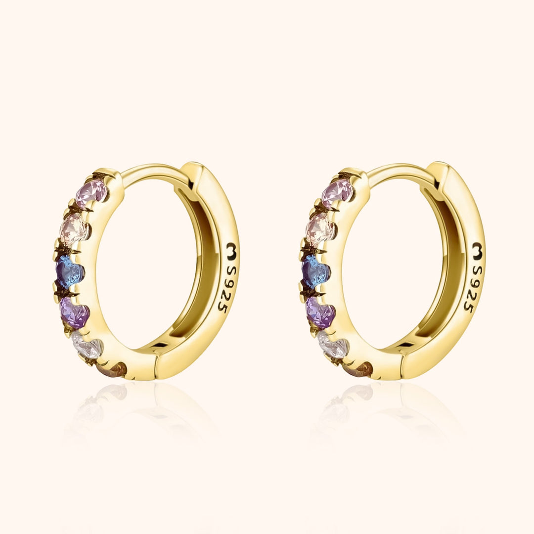 Colourful Zirconia Earrings - Aureline-Gold-The Livary