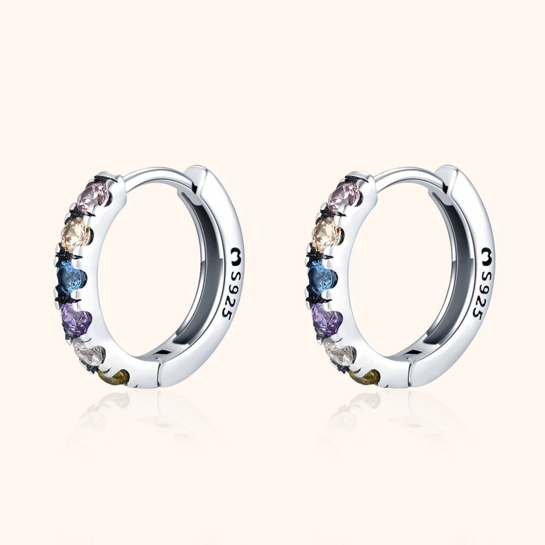 Colourful Zirconia Earrings - Aureline-Silver-The Livary