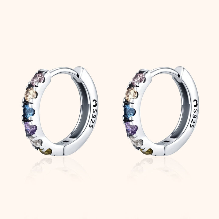 Colourful Zirconia Earrings - Aureline-Silver-The Livary