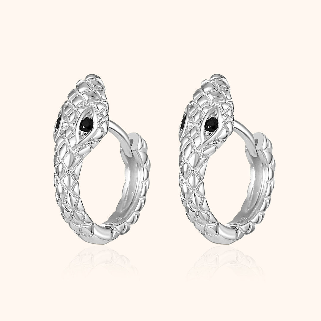 Compact Snake Earrings - Sophia-Silver-The Livary
