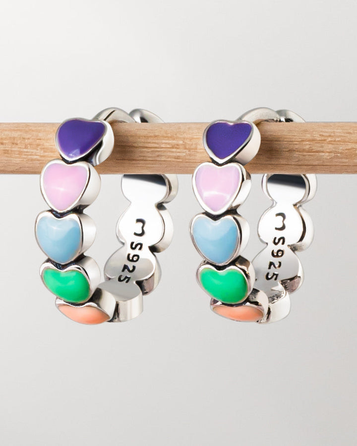 Rainbow Love Earrings - Celestina-Silver-The Livary