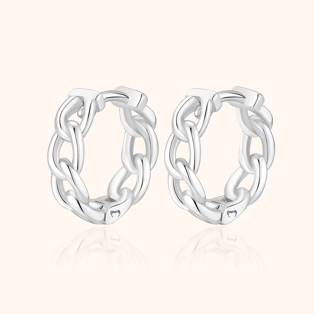 Chain-Shaped Earrings - Noa-Silver-The Livary