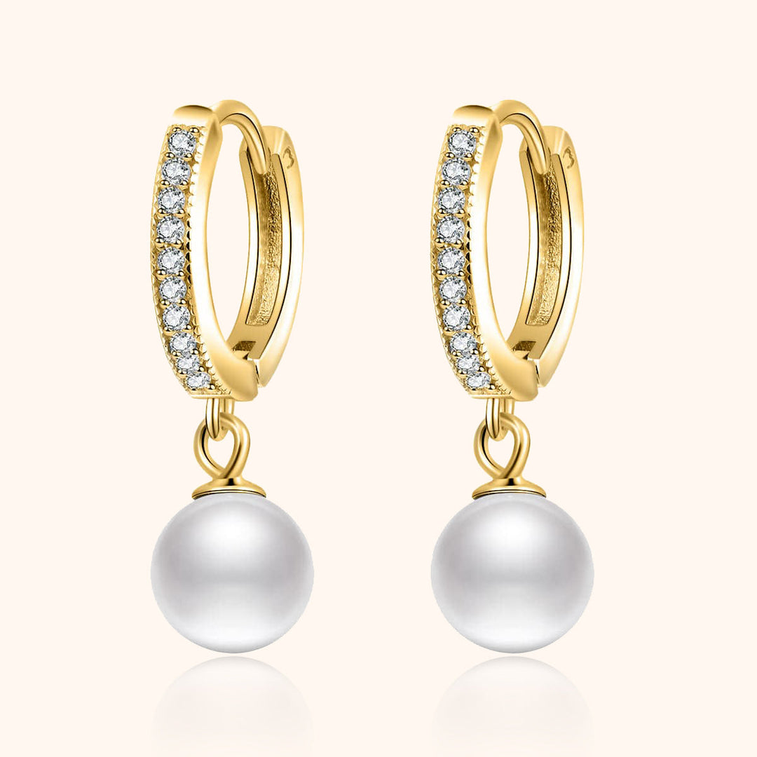 Pearl and Zirconia Earrings - Juliette-18K gold plated-The Livary