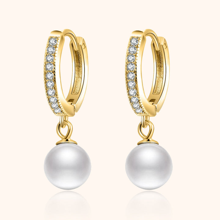 Pearl and Zirconia Earrings - Juliette-18K gold plated-The Livary