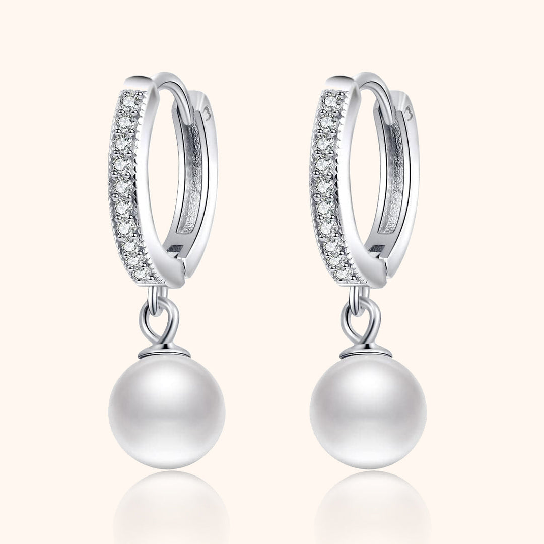 Pearl and Zirconia Earrings - Juliette-Silver-The Livary