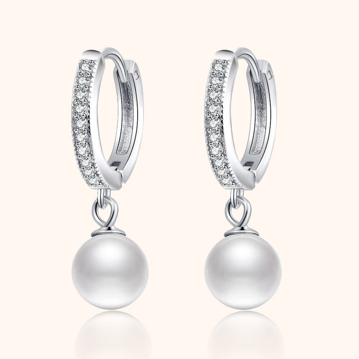 Pearl and Zirconia Earrings - Juliette-Silver-The Livary