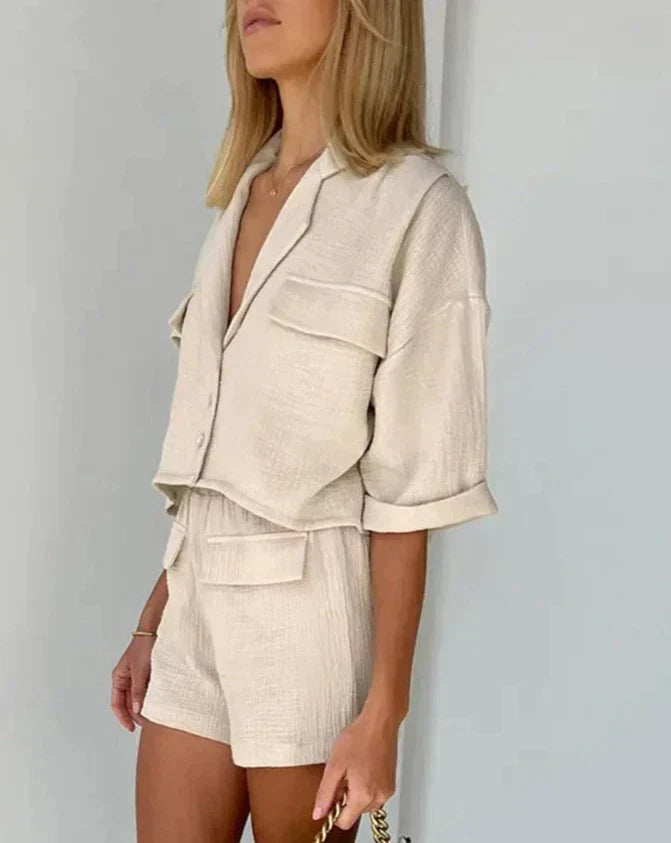 Two-piece summer set made of cotton for women – Kaja-S-The Livary