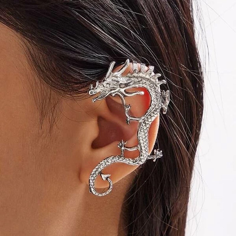 Silver Dragon Earrings - Nysa-The Livary