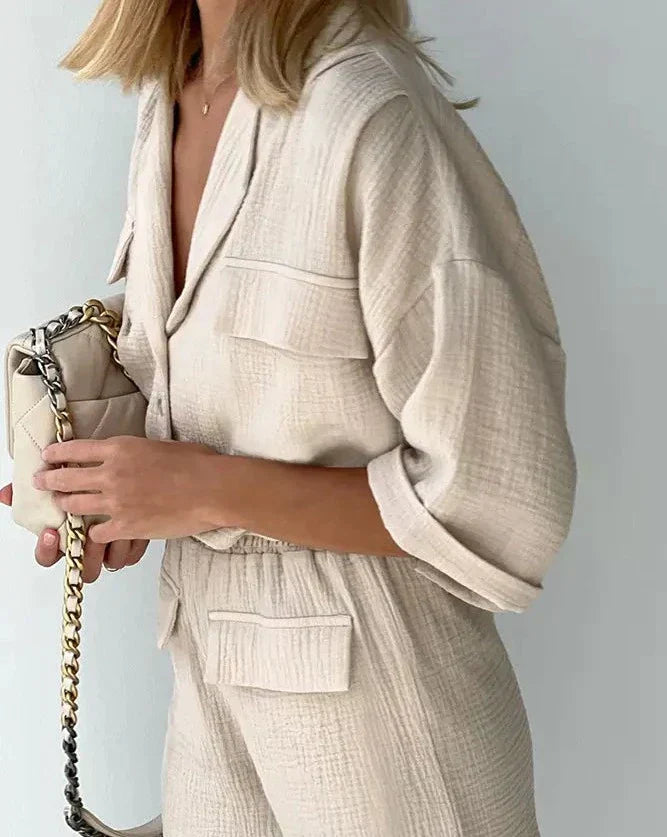 Two-piece summer set made of cotton for women – Kaja-S-The Livary