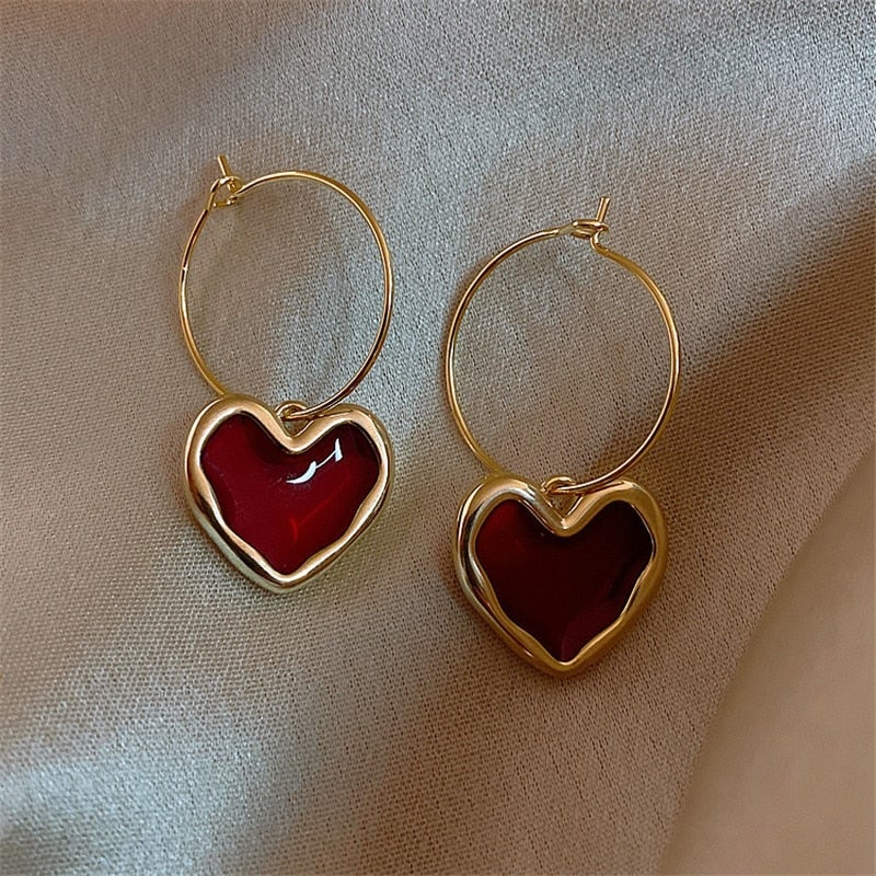 Small Red Heart Earrings - Amore-The Livary