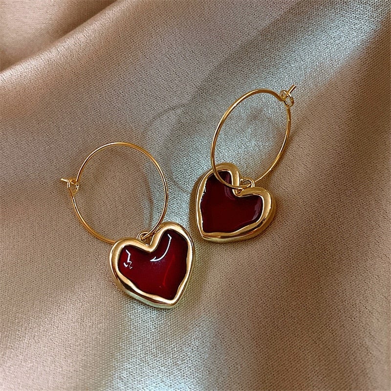 Small Red Heart Earrings - Amore-The Livary