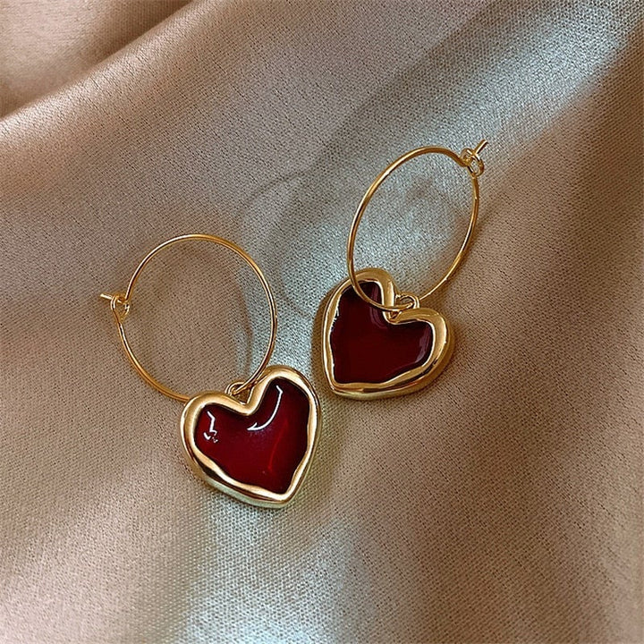 Small Red Heart Earrings - Amore-The Livary