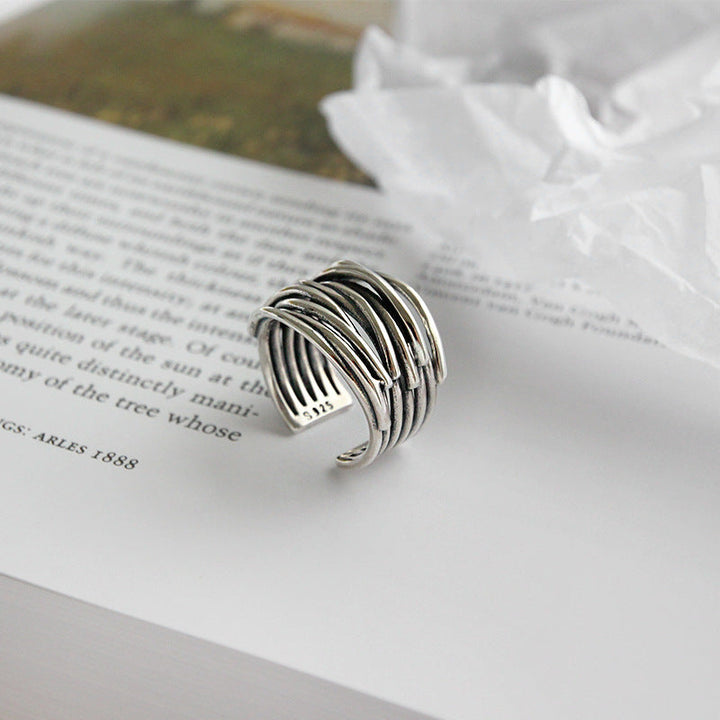 Silver Adjustable Layered Ring - Liora-The Livary