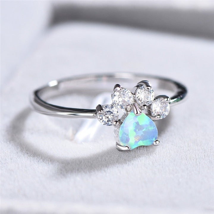 Silver Opal and Zirconia Ring - Celestine-5-The Livary