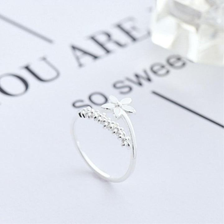 Adjustable Silver Ring with Enamel Wildflowers - Amaril-The Livary