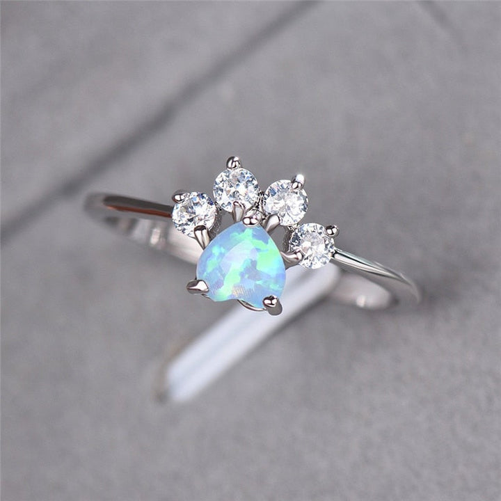 Silver Opal and Zirconia Ring - Celestine-5-The Livary