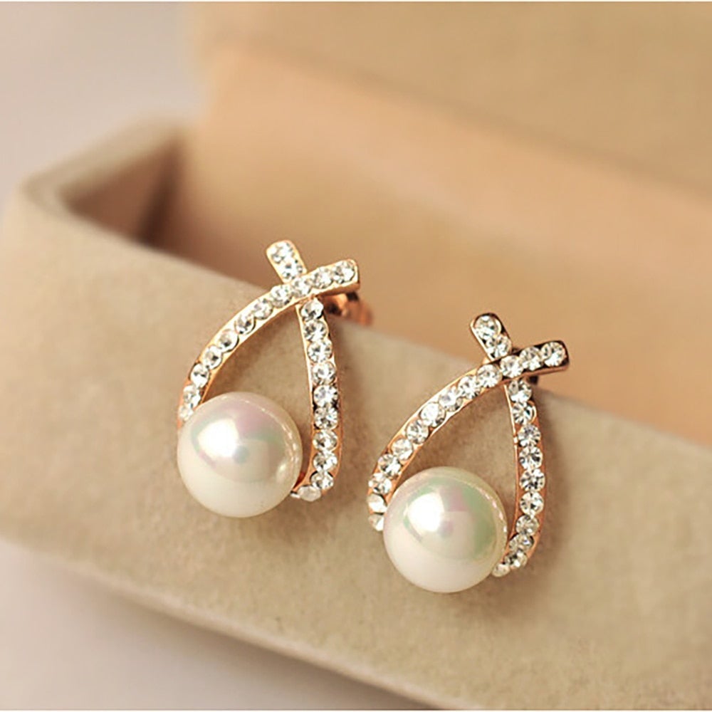 Stylish Glitter Pearl Earrings - Marie-The Livary