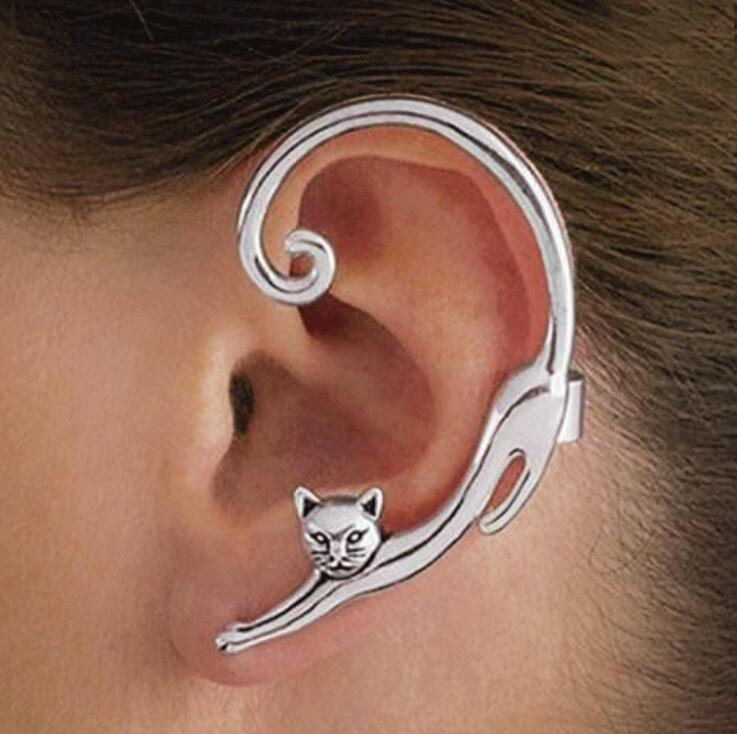 Luxury Cat Earrings - Leocadia-Silver-The Livary