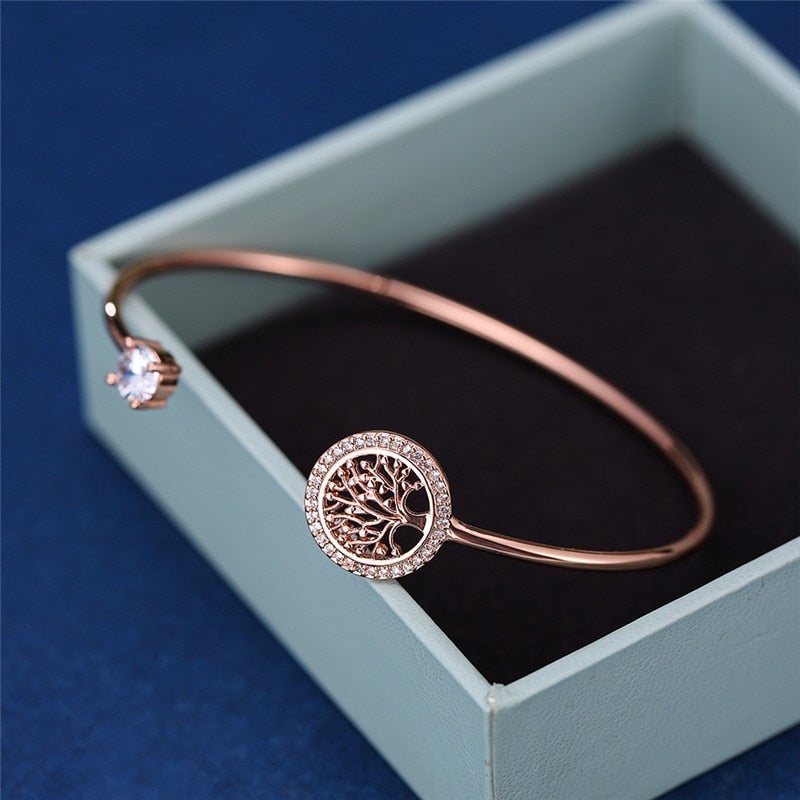 Classic Adjustable Tree of Life Bracelet - Gaia-Rosé Gold-The Livary