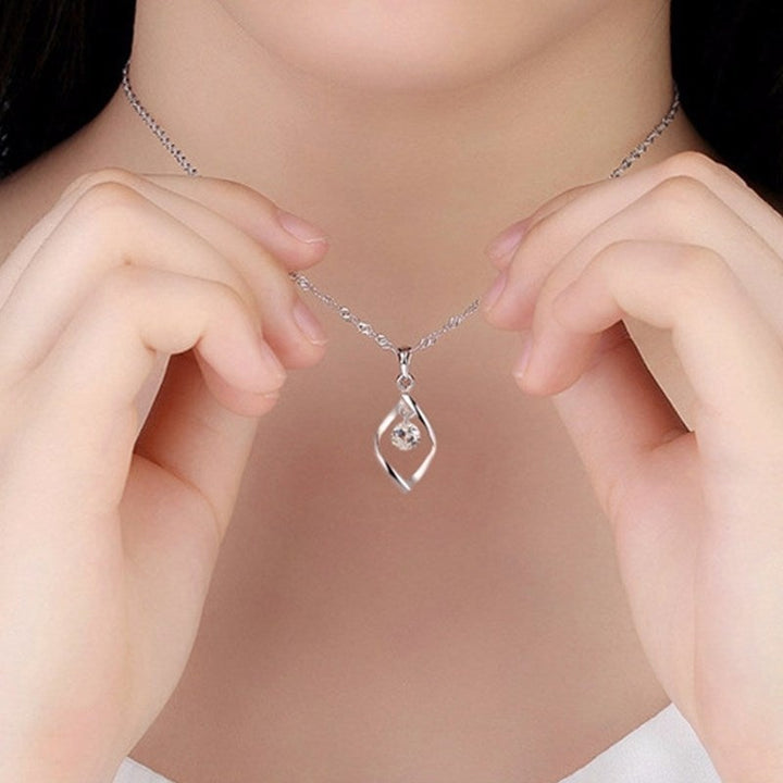 Silver Necklace with Zirconia Crystal Pendant - Elinor-The Livary