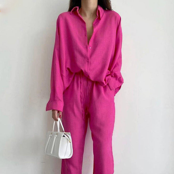 Light Linen Set for Women - Simone-S-Pink-The Livary