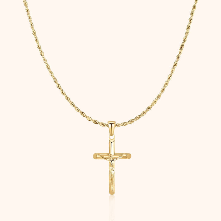 Men's chain with cross - Salvator-Gold-The Livary