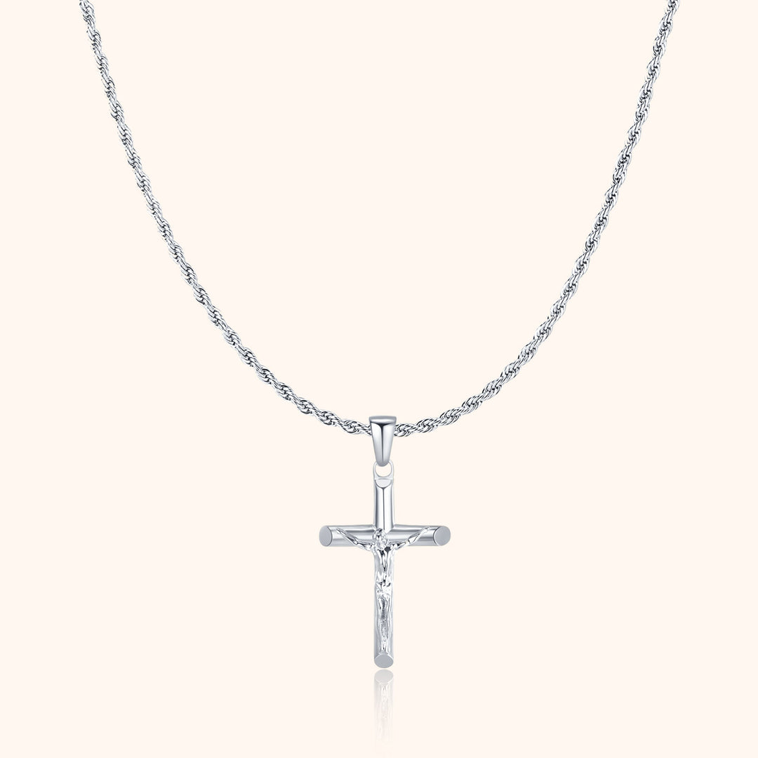 Men's chain with cross - Salvator-Silver-The Livary