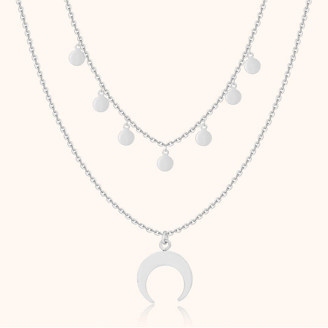 Double Necklace - Luna-Silver-The Livary