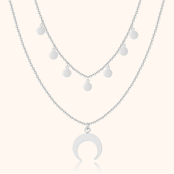 Double Necklace - Luna-Silver-The Livary