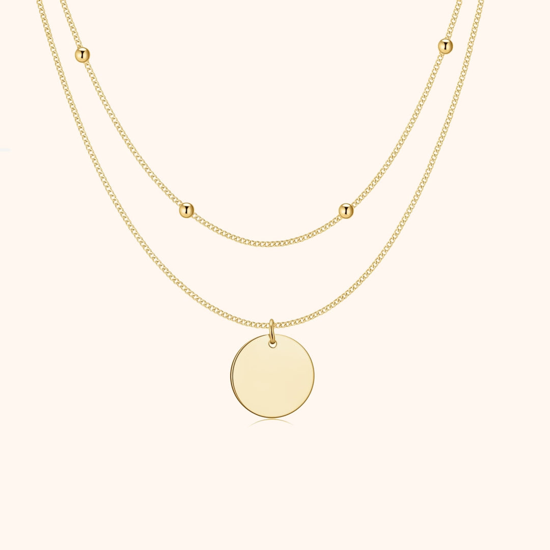 Double Medallion Necklace - Amélie-Gold-The Livary
